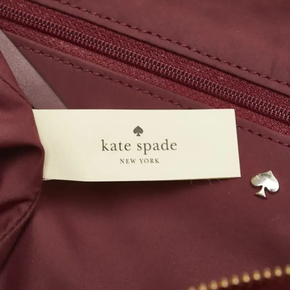 Kate Spade Nylon Leather Logo Tote Bag Burgundy